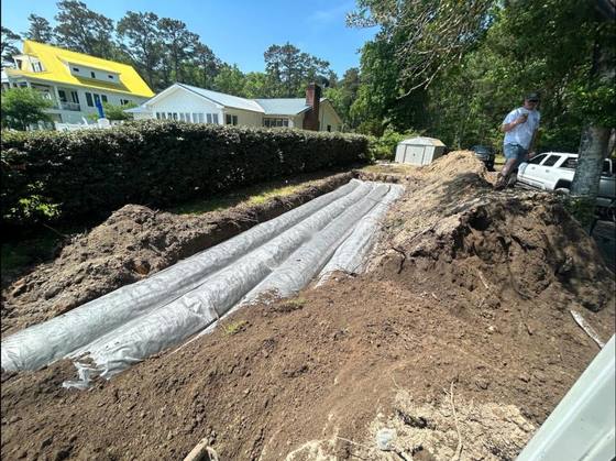 Three trench drainfield on a slope